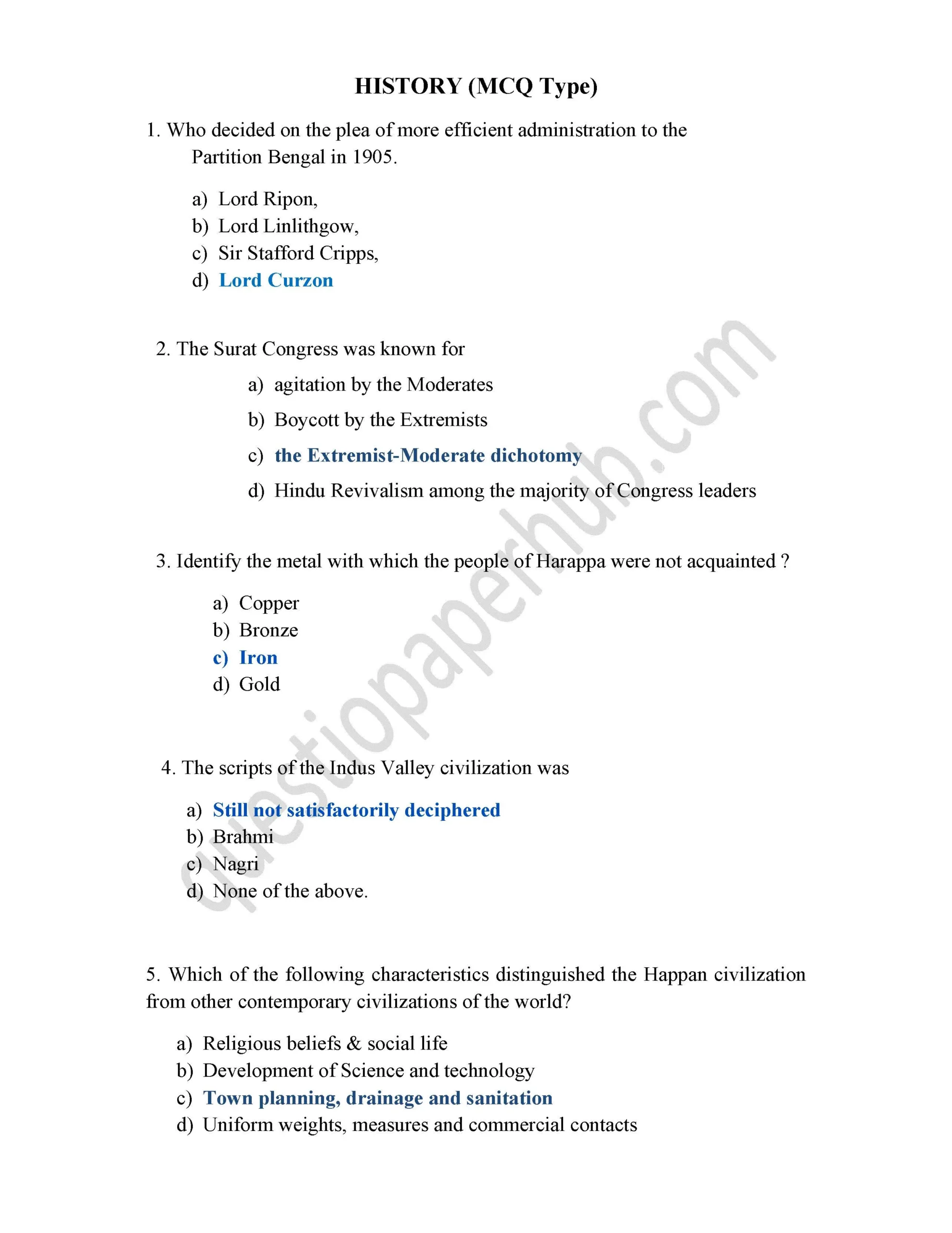 history mcq