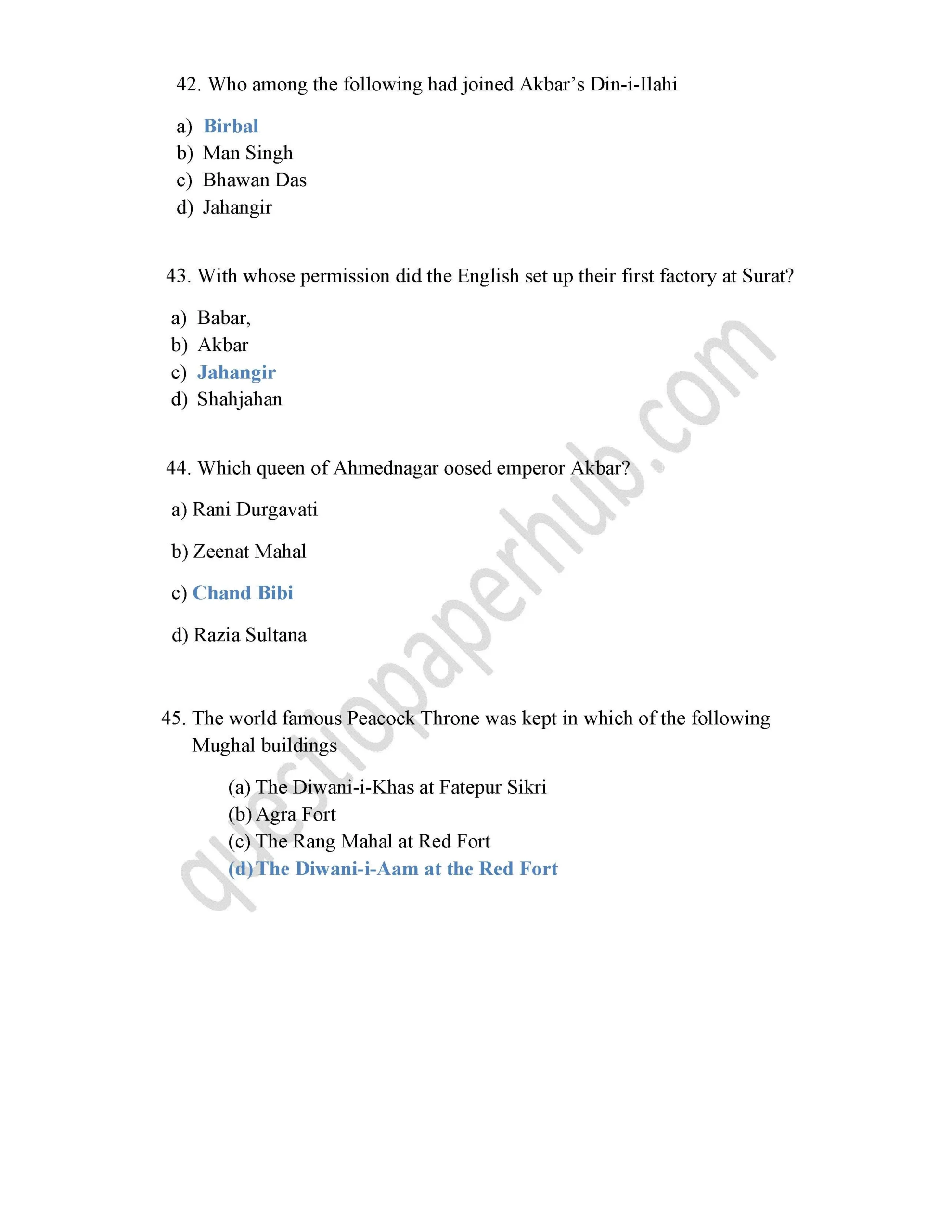 history mcq