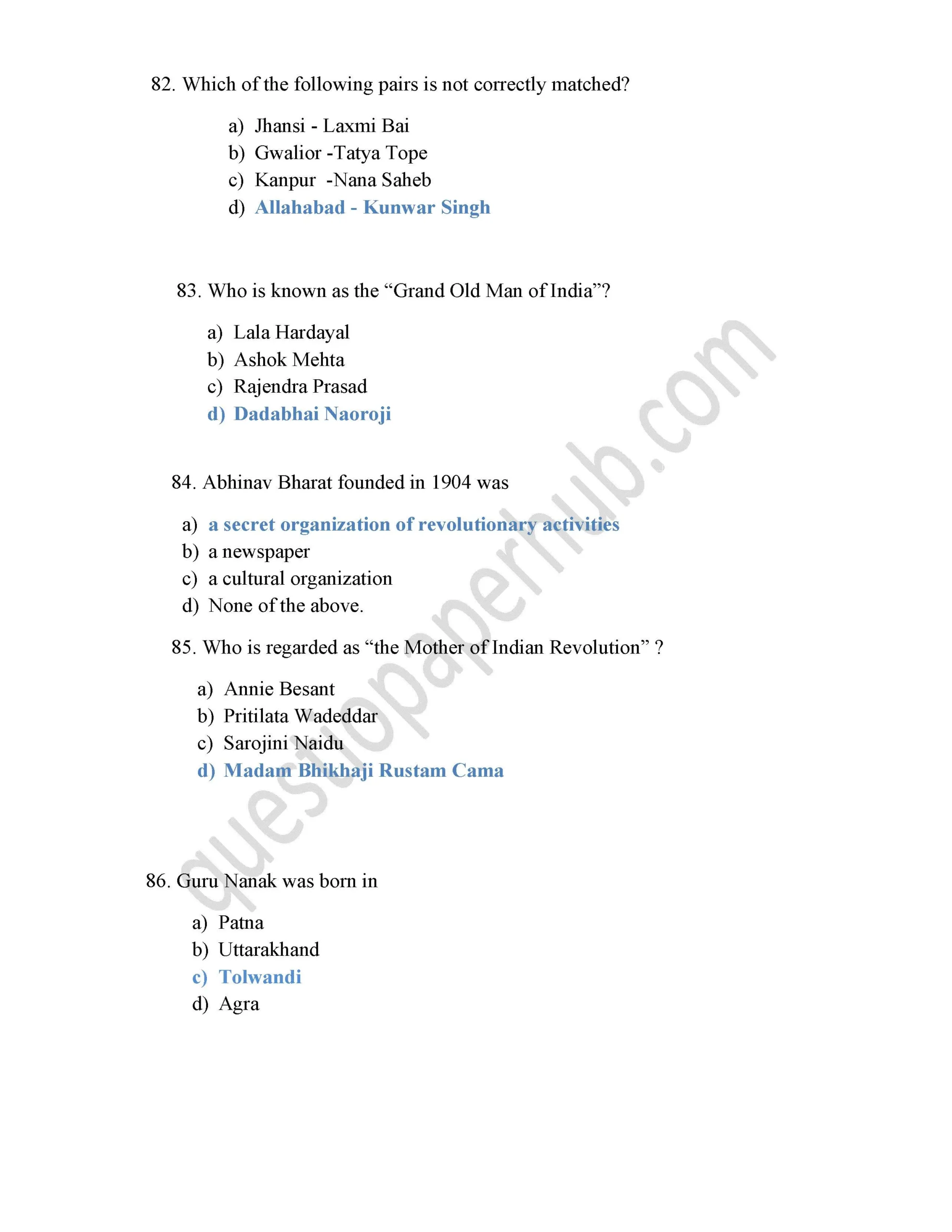 history mcq