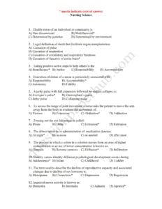 BSc Nursing Question Paper: Free Download Of 100 MCQs With Answers