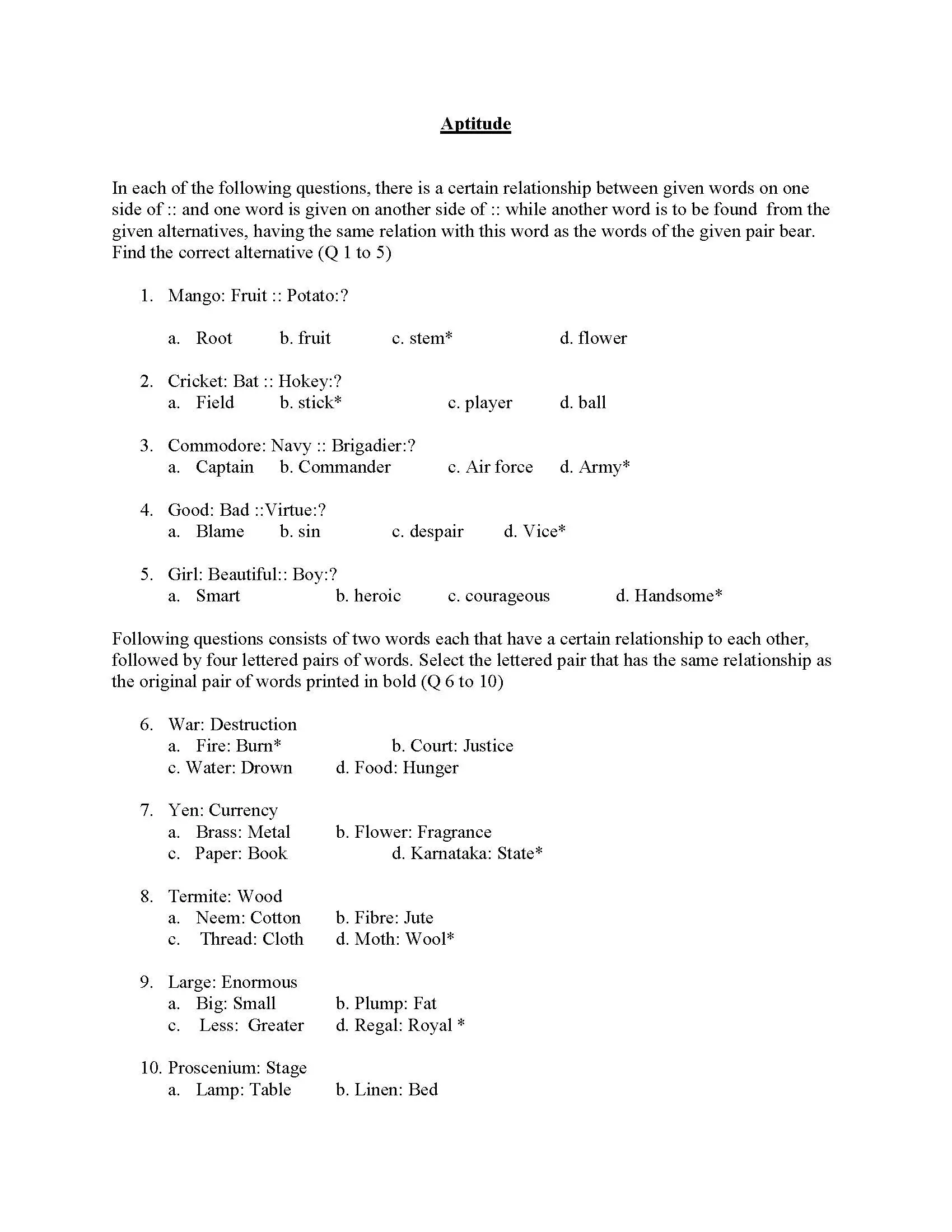 Aptitude Question With Answer