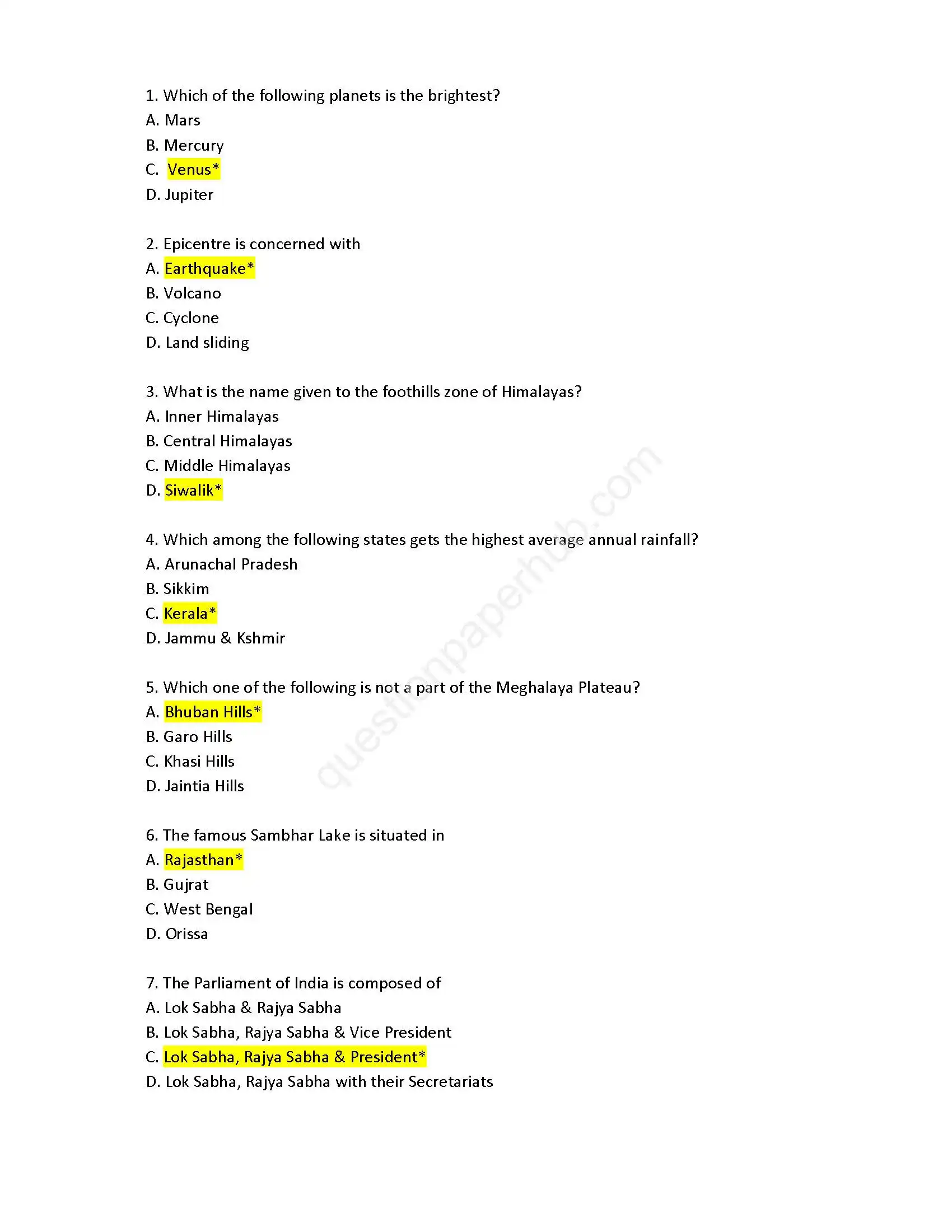 NPSC MCQ Question