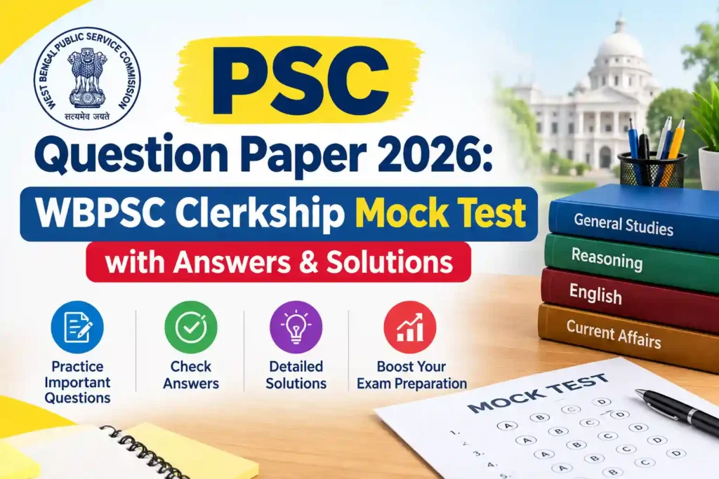 PSC Question Paper 2026: WBPSC Clerkship Mock Test with Answers & Solutions
